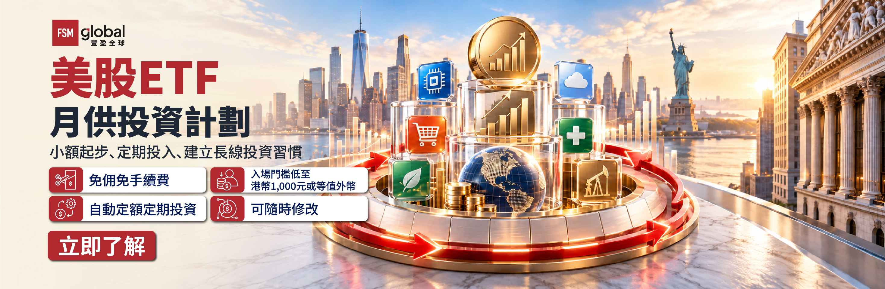 美股ETF月供投資計劃丨入場門檻低至低至1,000港元或125美元！